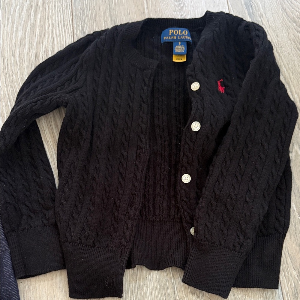 Girl 3T Polo by Ralph Lauren Black Knit Cardigan, like new.